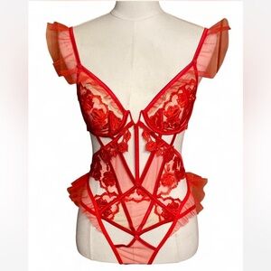 For Love And Lemons Scarlet Lace Bustier